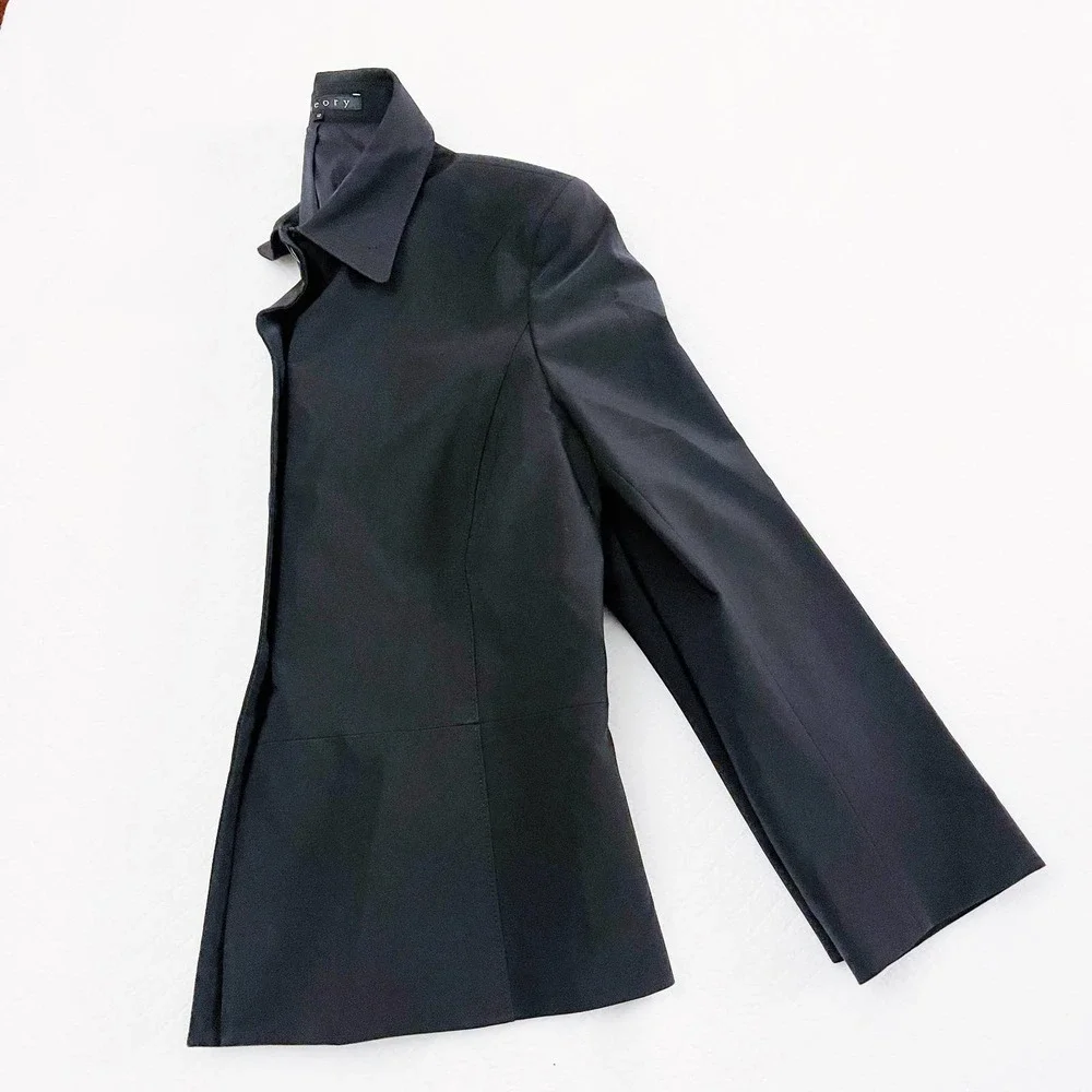 Theory Black Button Down Blazer Jacket with Collar SZ12